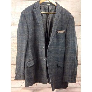 Joseph Abboud Men 100% Wool Blazer 2 Button Jacket Brown Sport Coat Elbow Patch